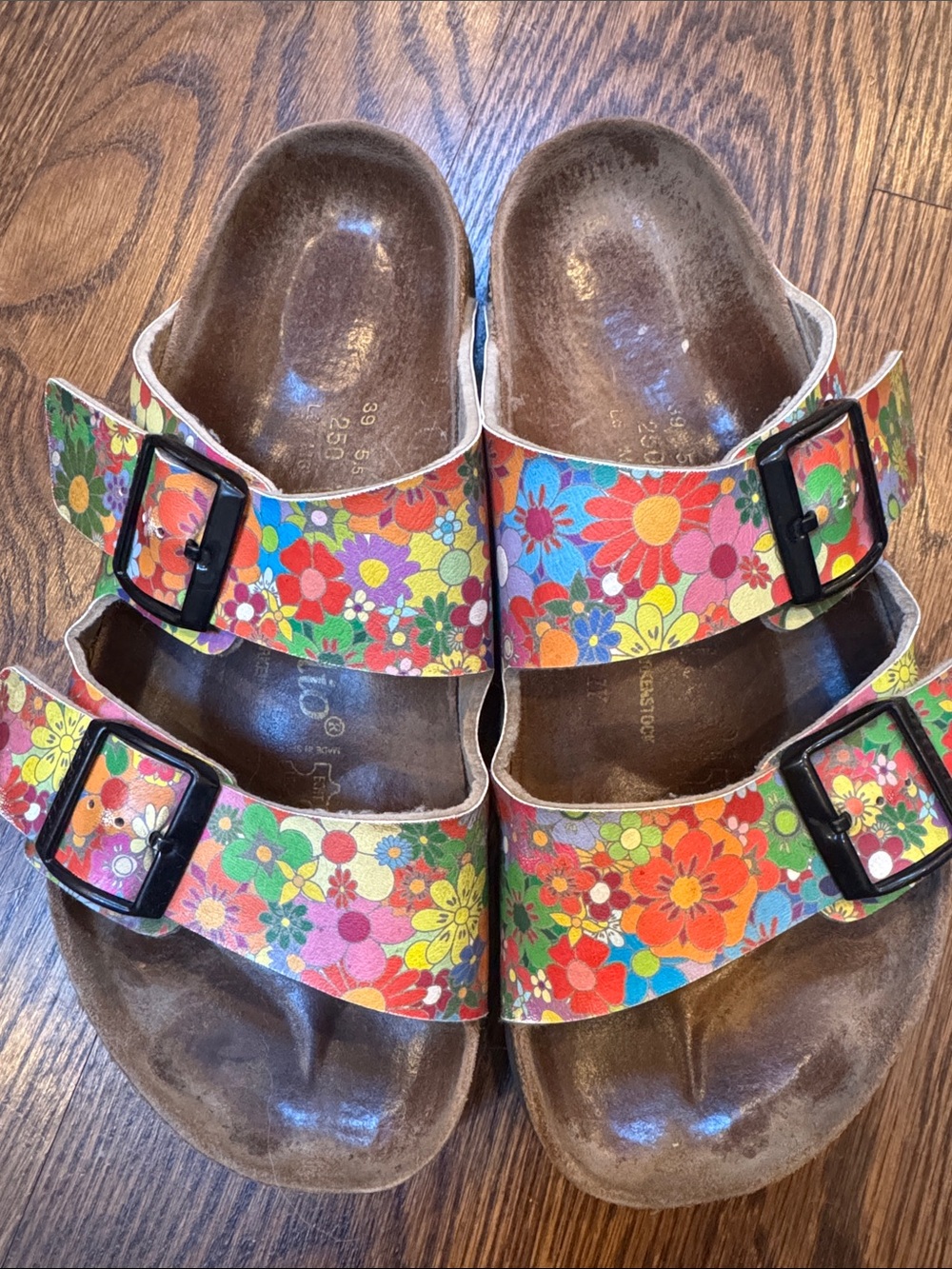 Birkenstock Papillio Arizona 70s Hippie Flowers Floral Sandals 39 Rare